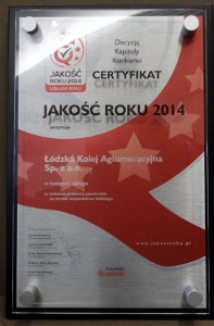 Certyfikat Jakość Roku 2014